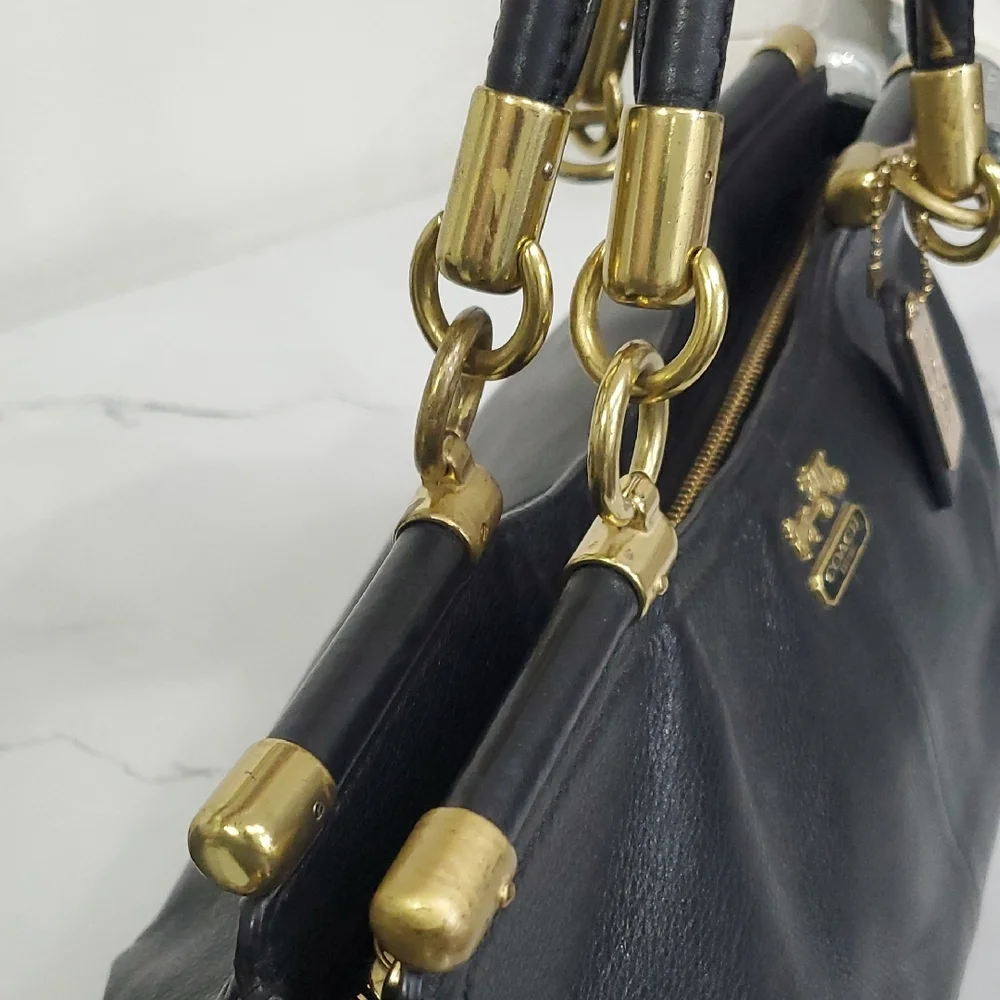 Coach Black Leather Madison Pinnacle Carrie Satchel - Picture 11 of 17